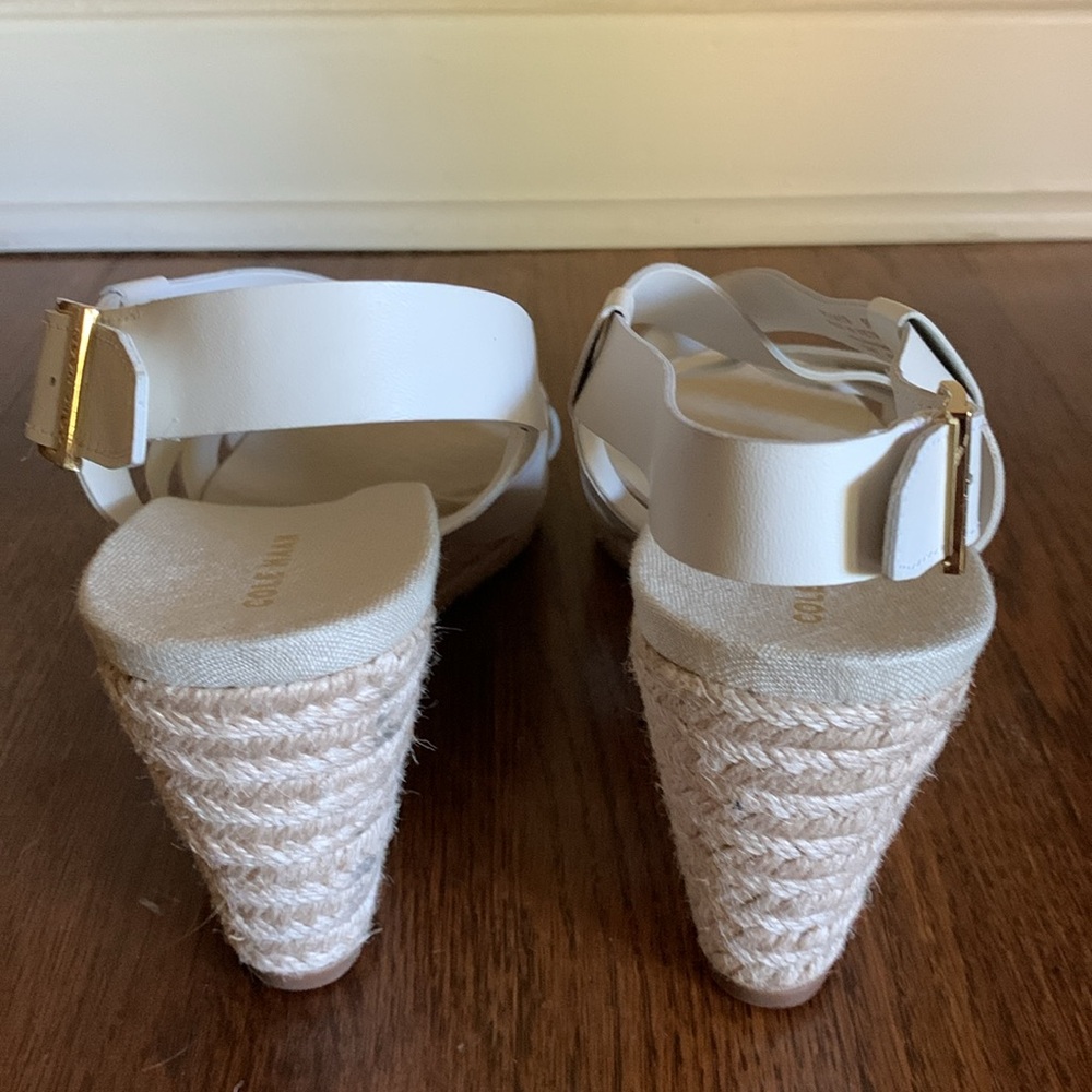 New Cole Haan Crystal Wedge Leather Espadrille Strap Sandal - Picture 5 of 10